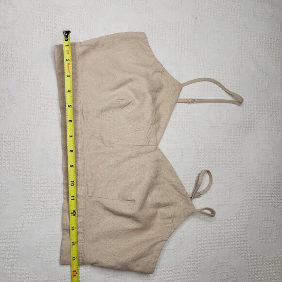 Universal Thread Crop Camisole Top Bralette Beige Linen Blend Sz. M Coquette - Picture 6 of 6